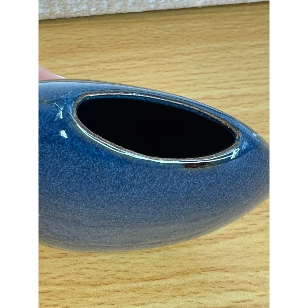 Vintage Otagiri Japan hand crafted blue iris floral ceramic vase small 4
